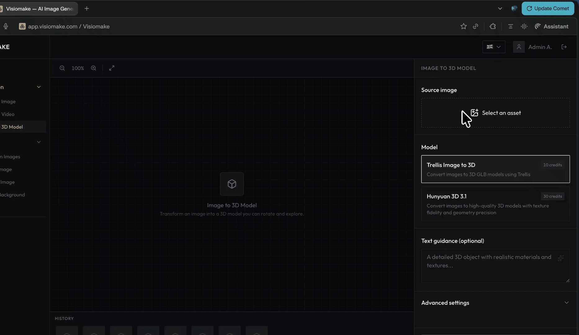 Select asset from VisioMake library or upload your own